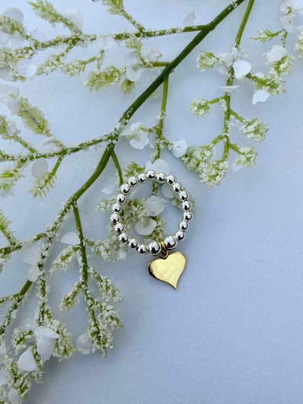 Gold Heart Charm Ring