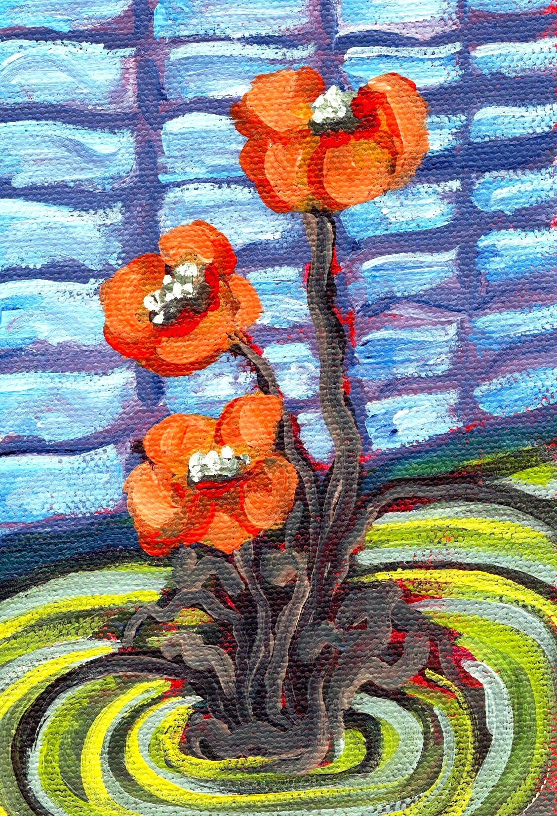 Road Side Poppies, Original Painting