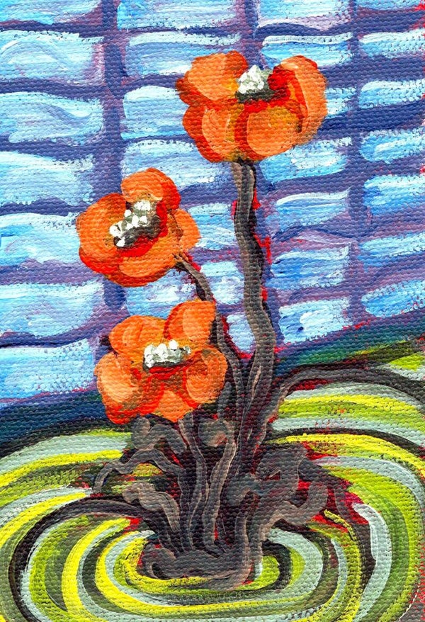 Road Side Poppies, Original Painting