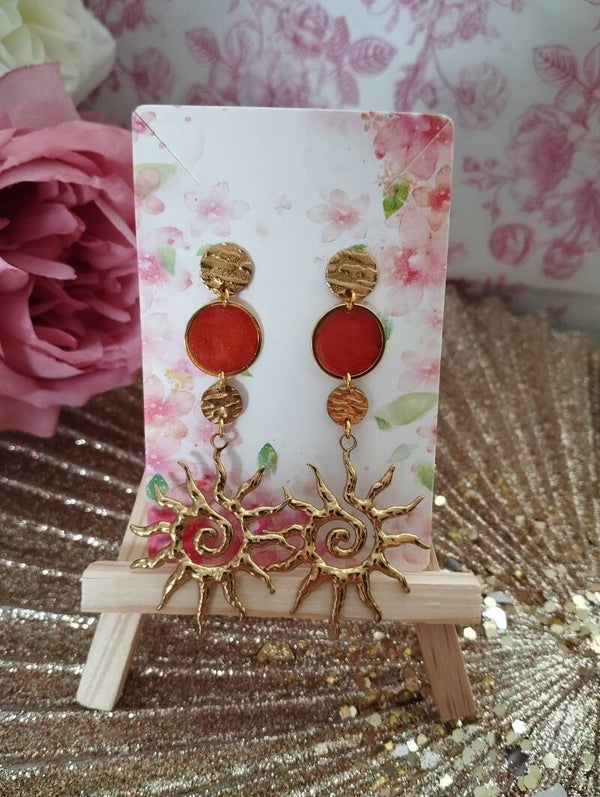 Boucles d'oreilles pendantes soleil