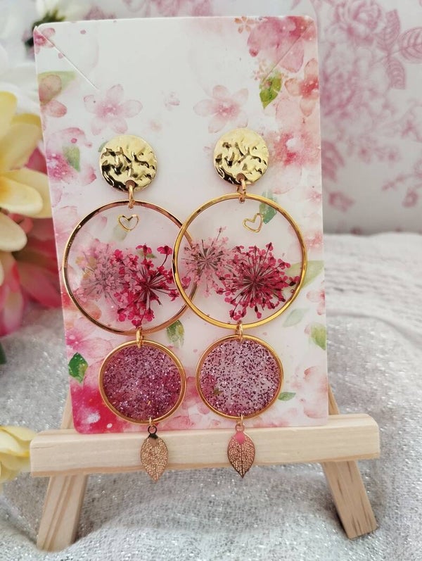 Boucles d'oreilles éclat de rose