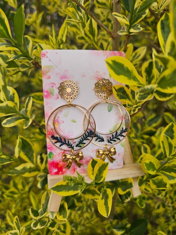 Boucles d'oreilles fleur séchée
