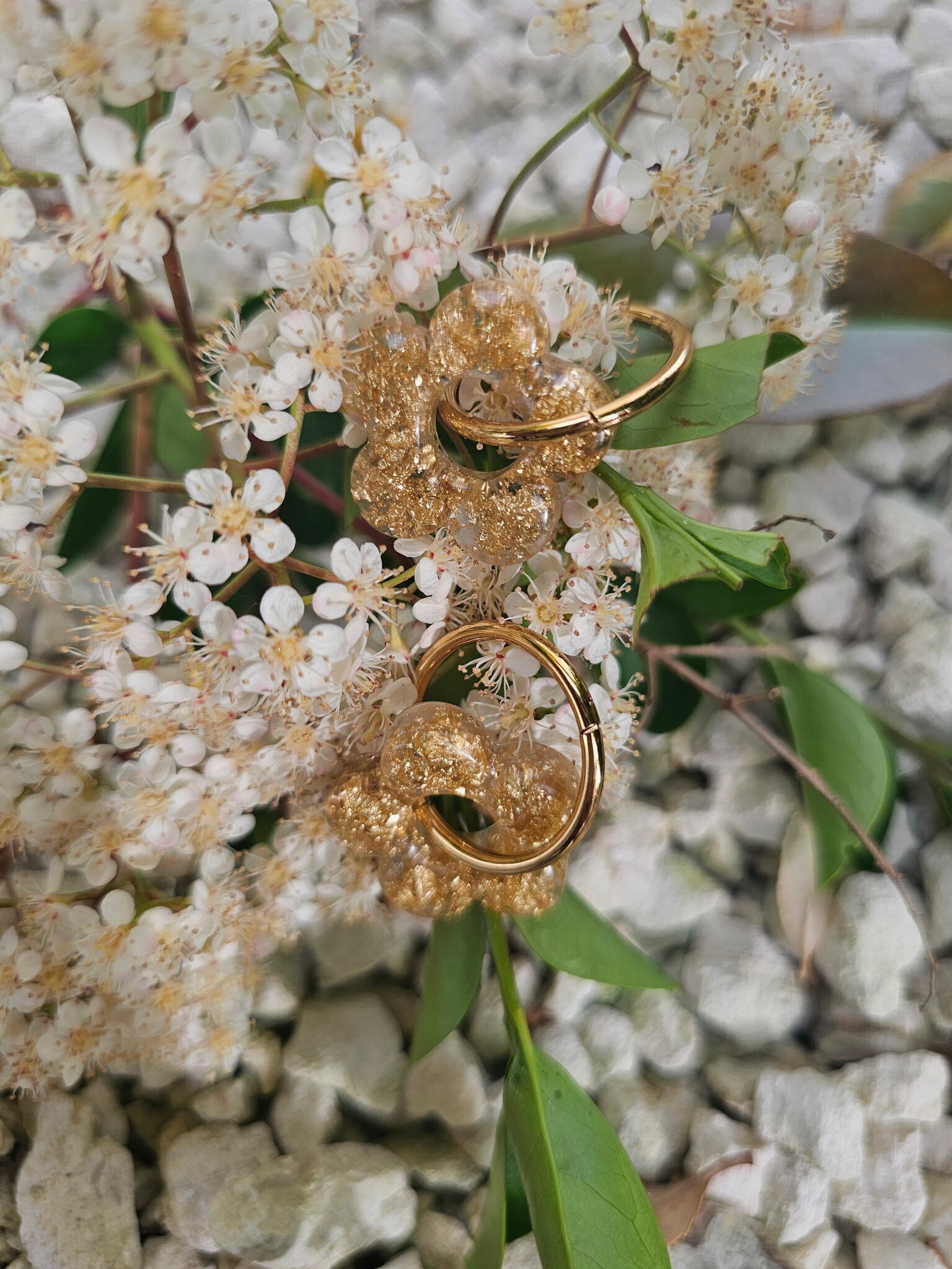 Pampille fleur or et sa créole dorée