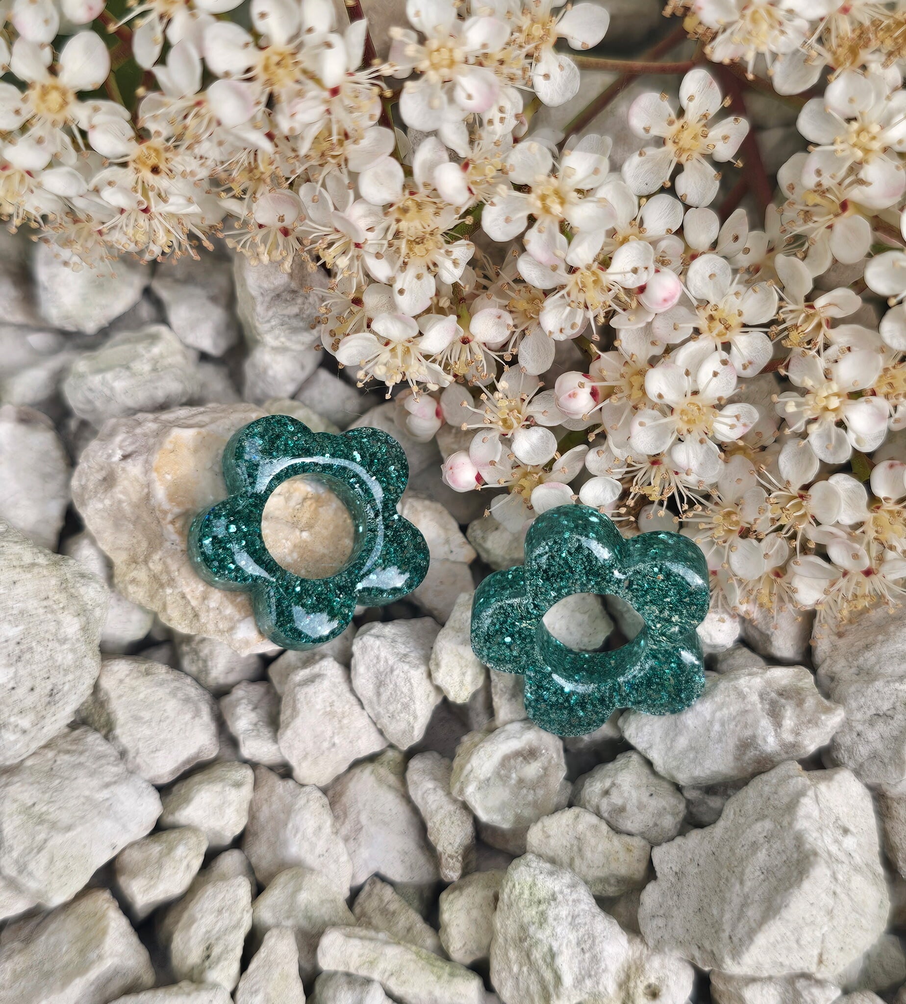 Pampille fleur interchangeable  verte