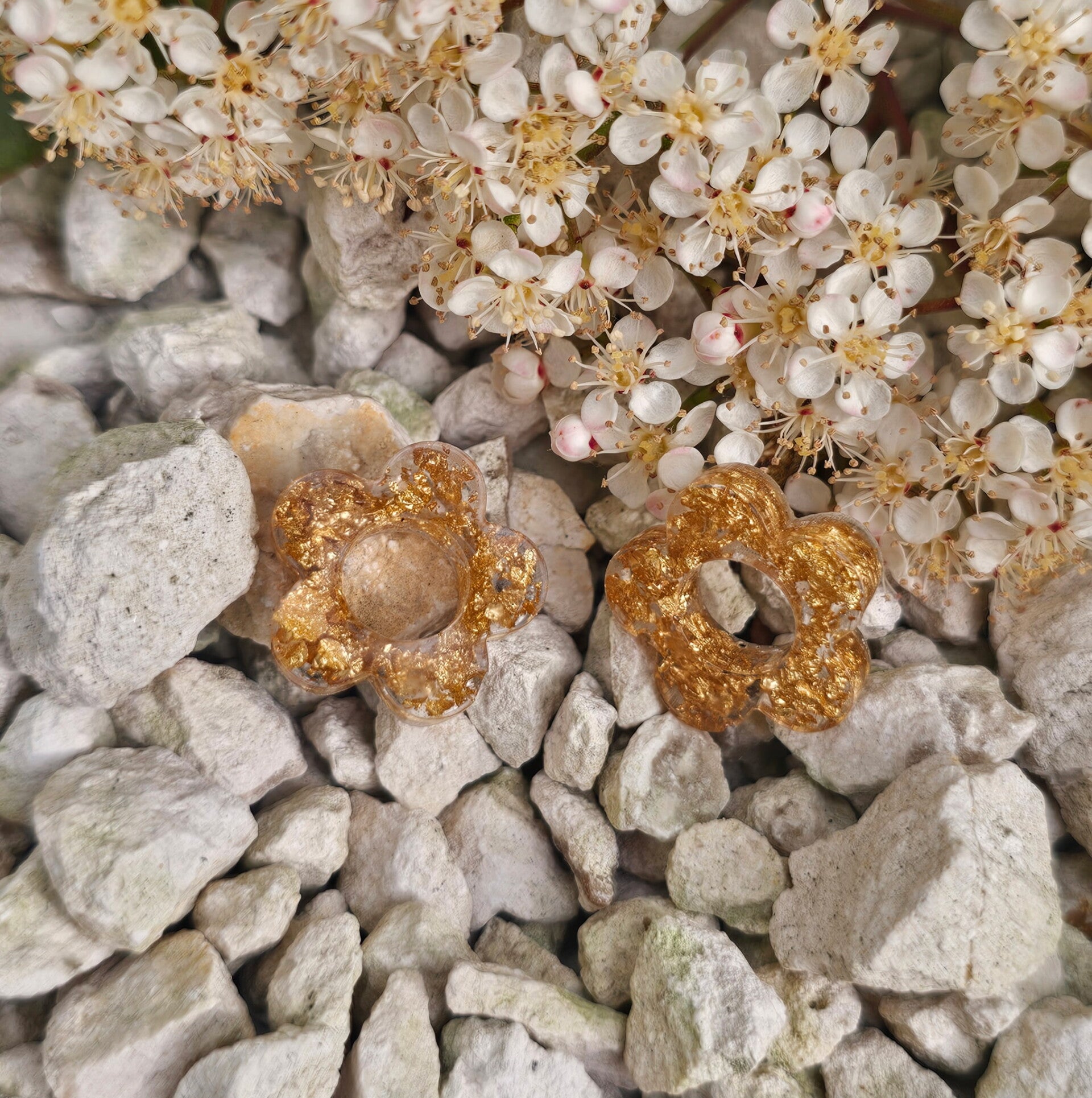 Pampille fleur interchangeable  or