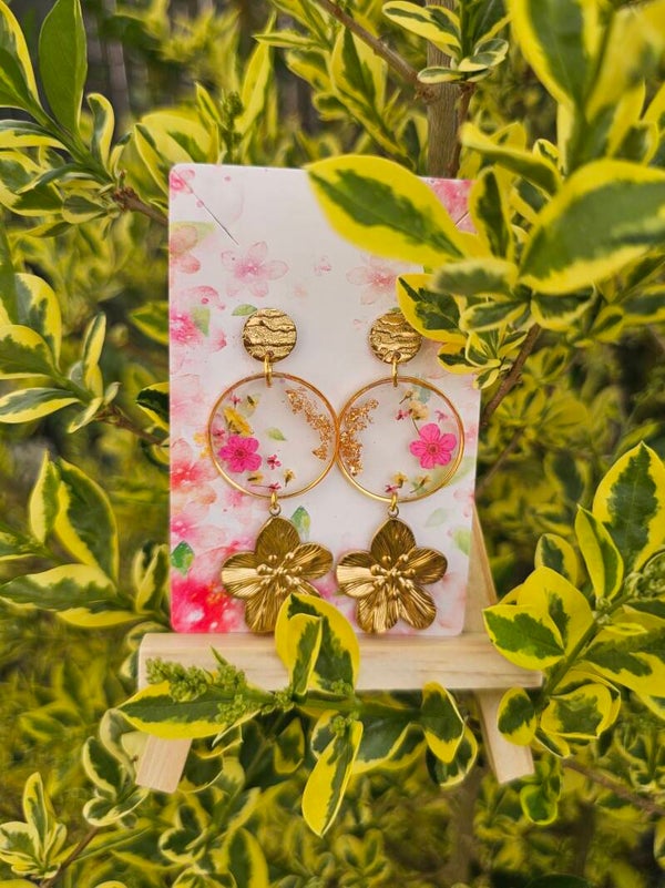 Boucles d'oreilles fleurs mixtes