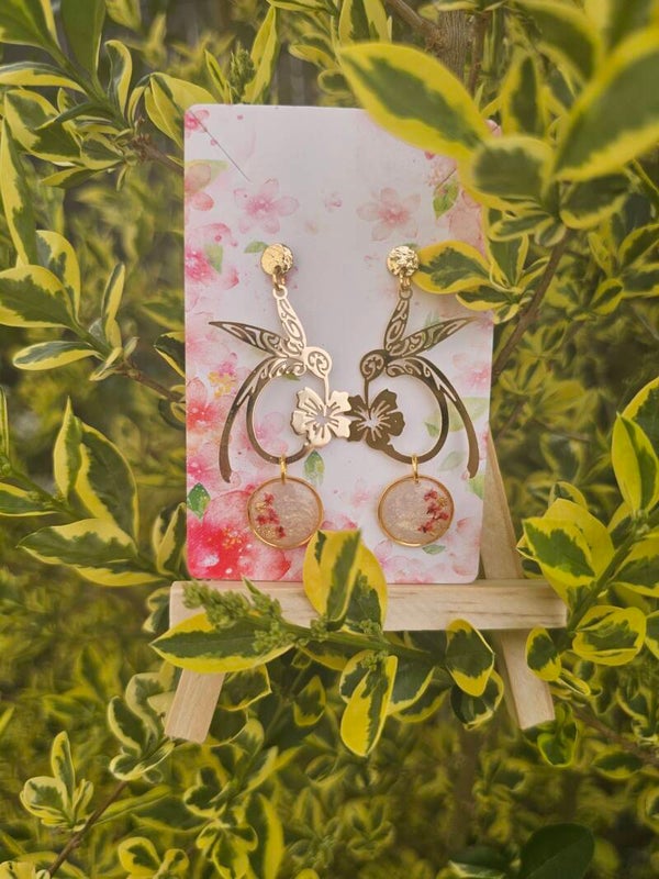 Boucles d'oreilles dorées colibri