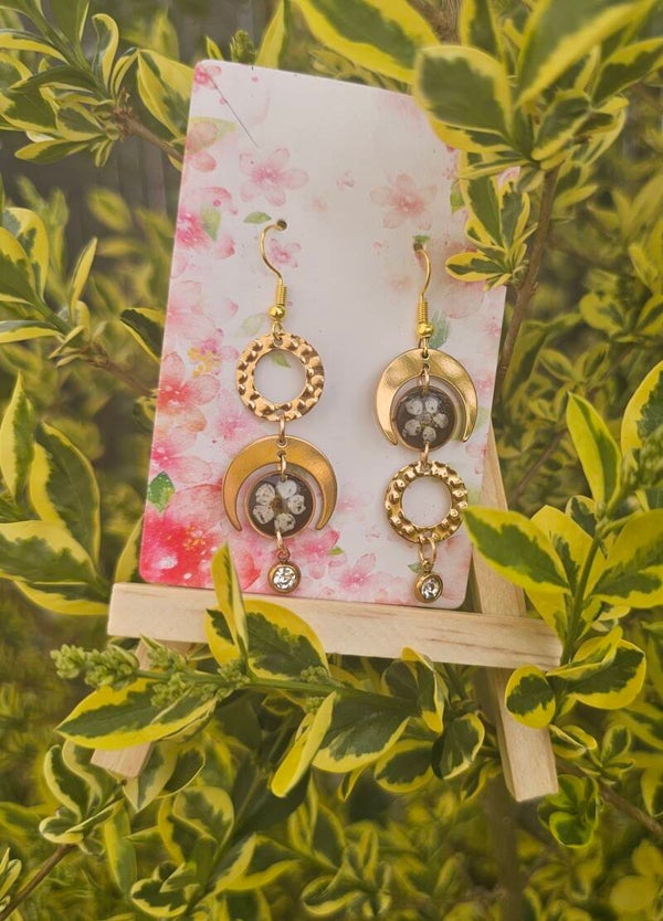 Boucles d'oreilles asymétriques lune