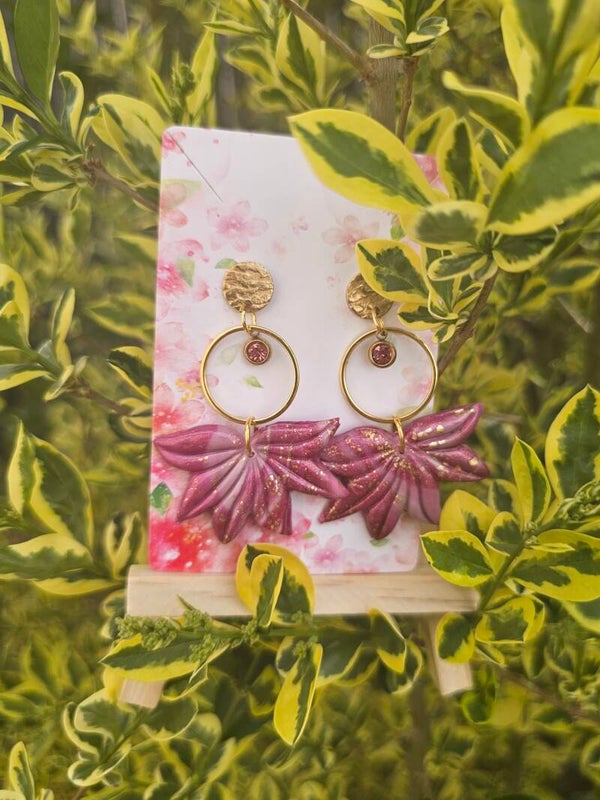 Boucles d'oreilles polymères dégradé de roses