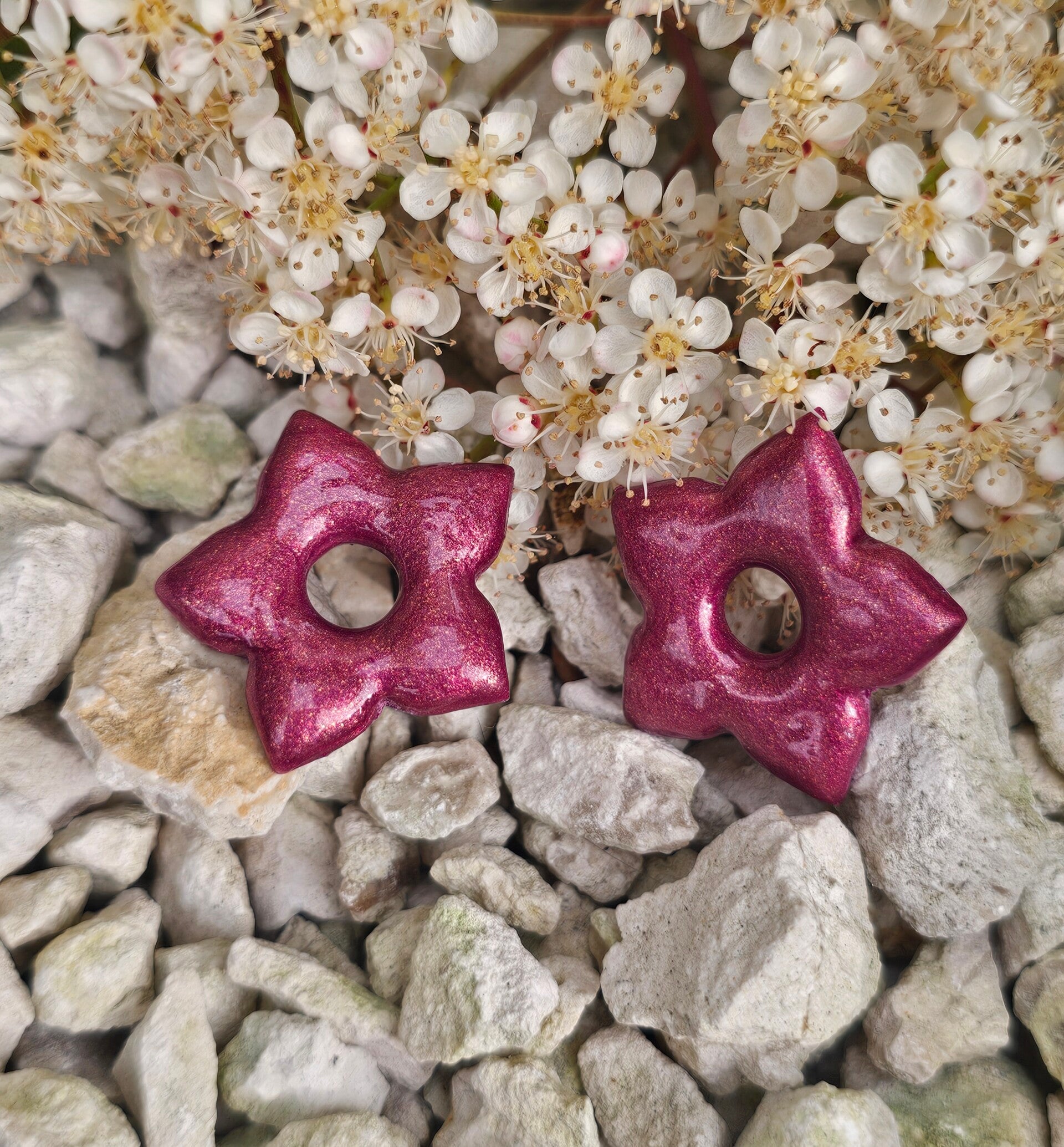 Pampille interchangeable fleur prune