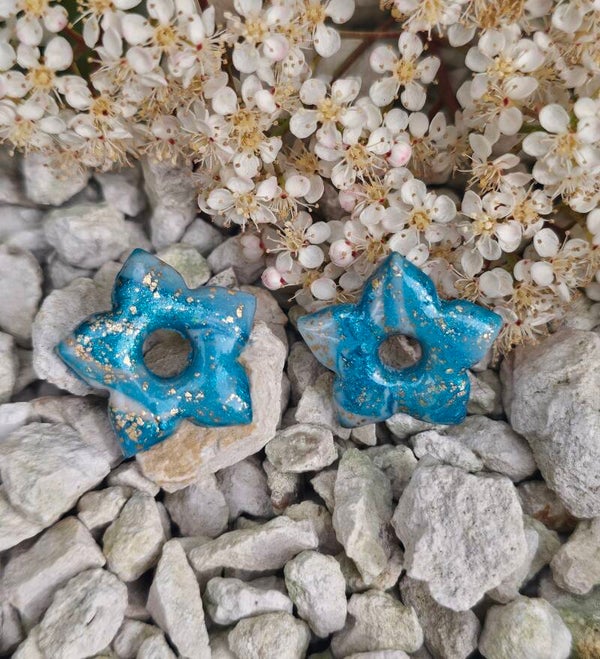 Pampille interchangeable fleur bleue