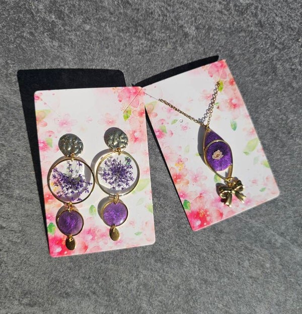 Ensemble boucles et collier violet