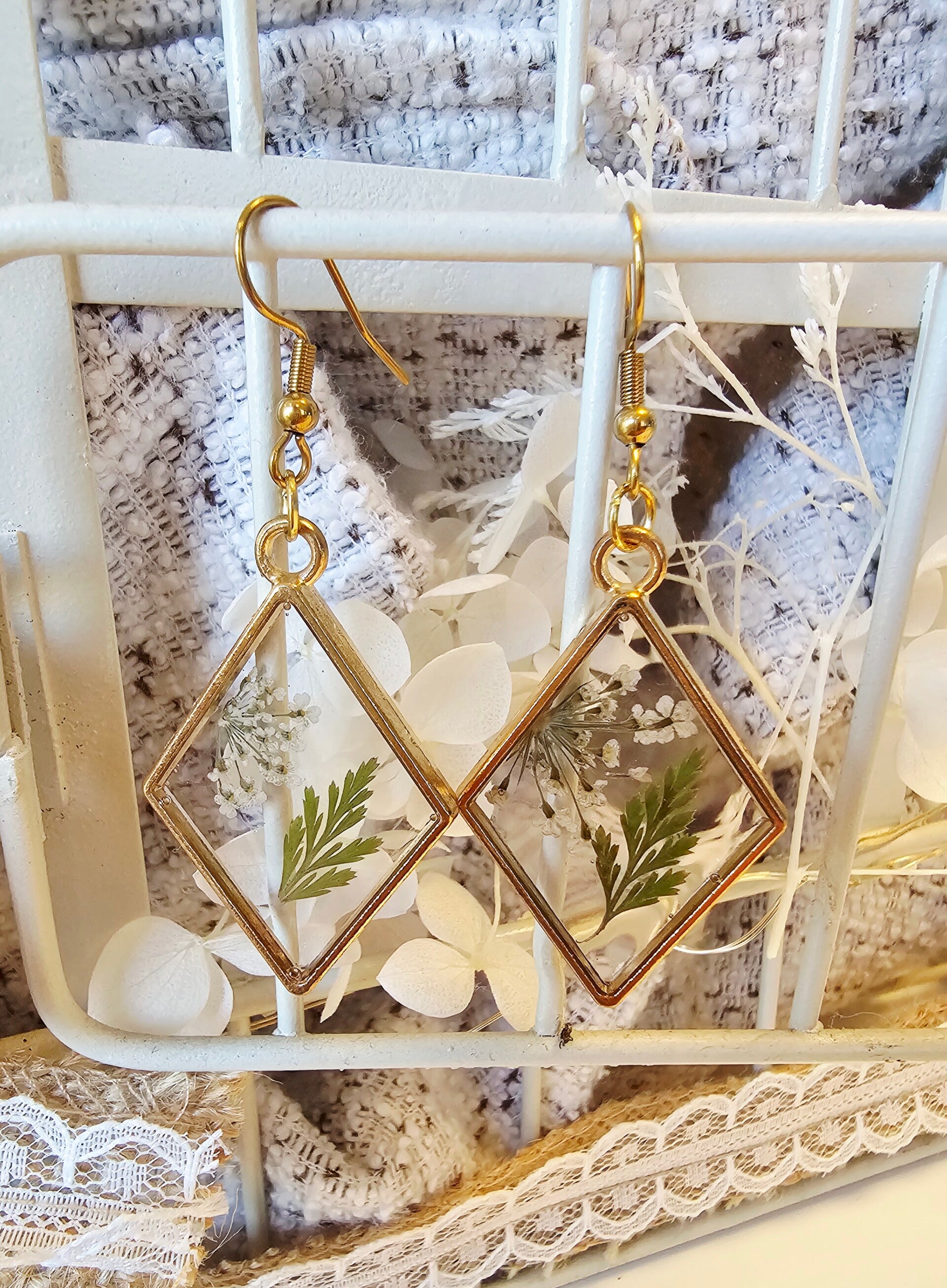 Boucles losange feuillage