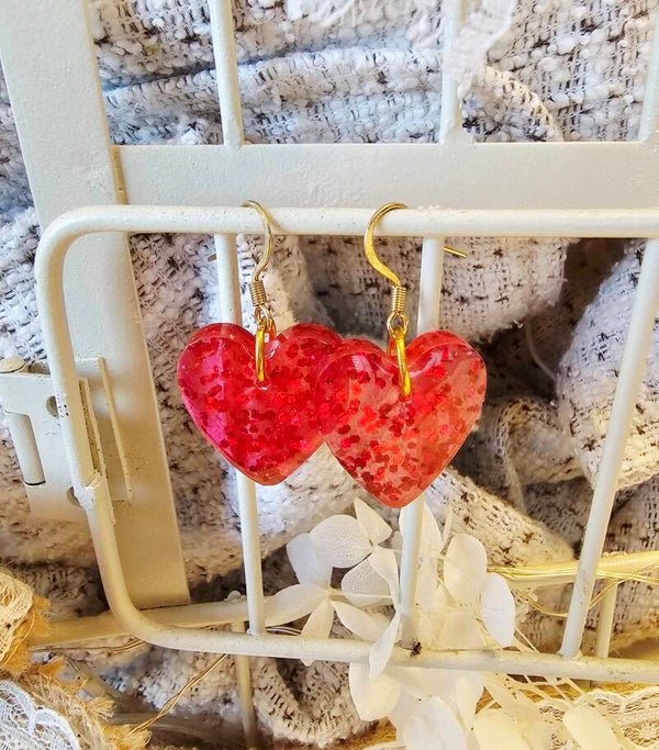 Boucles coeurs rouges