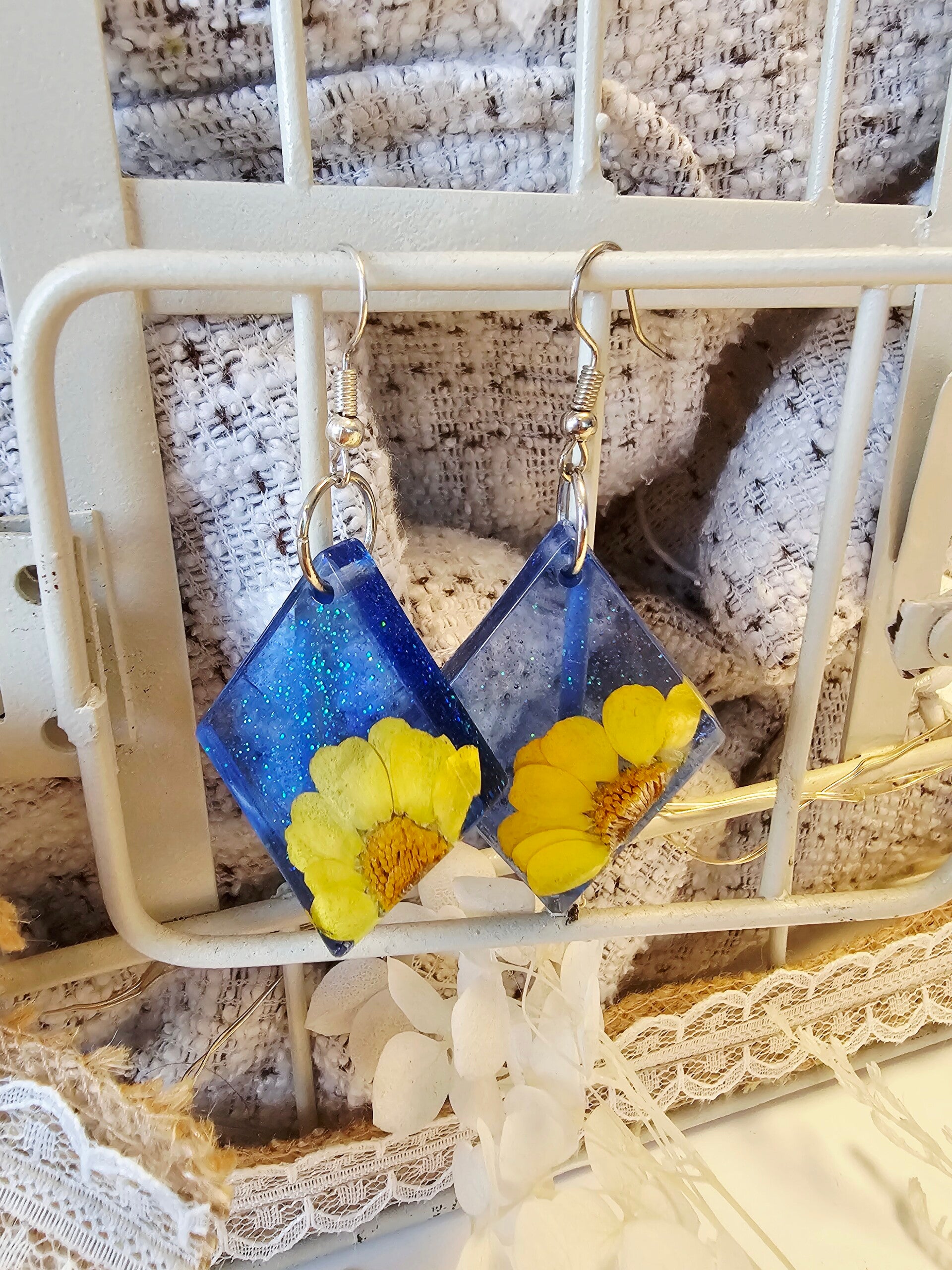 Boucles losanges bleues