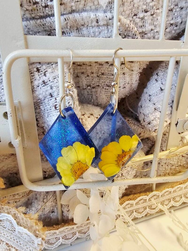 Boucles losanges bleues