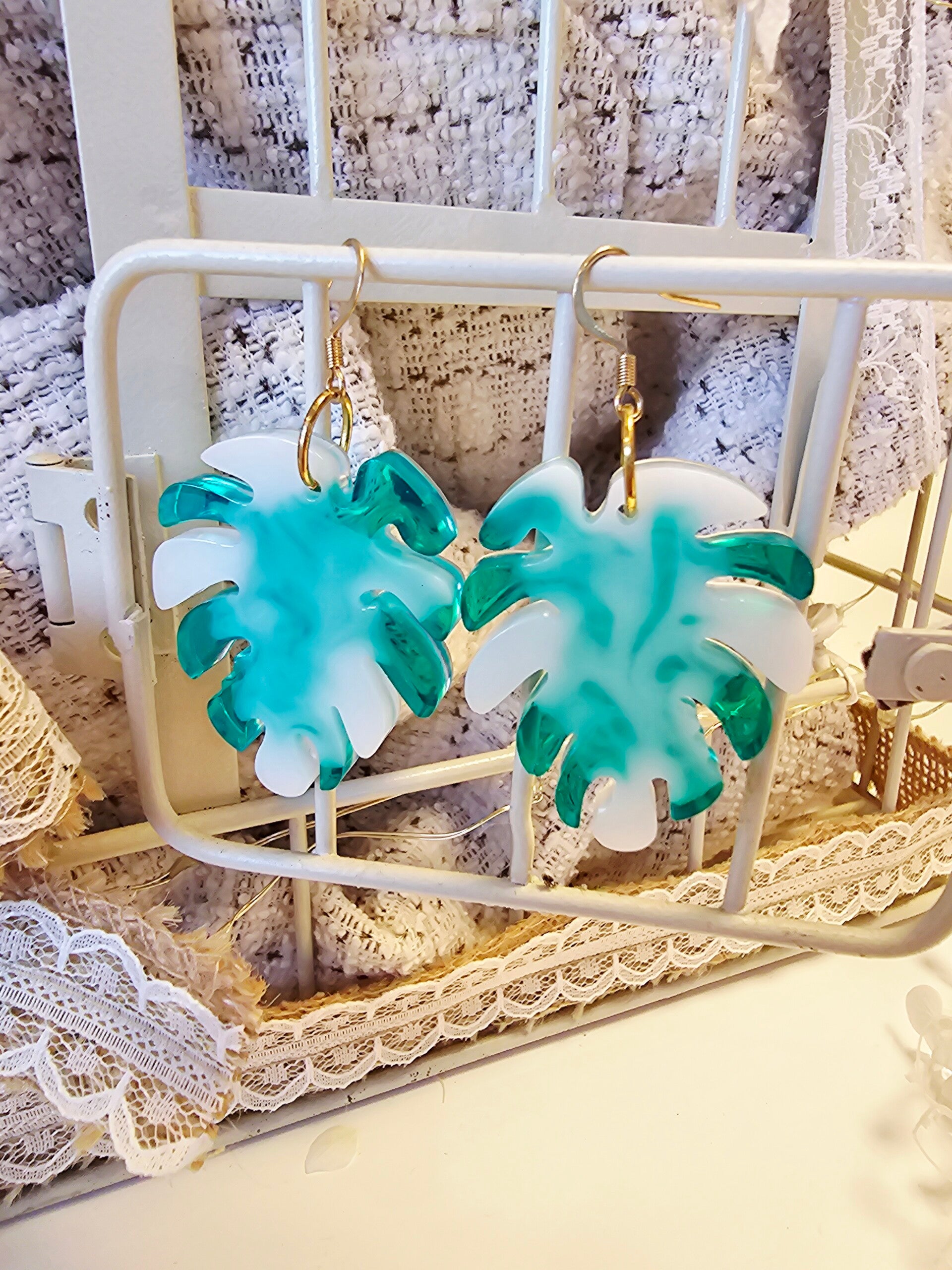 Boucles monsteras vertes
