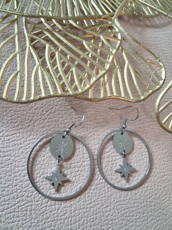 Boucles d’oreilles symétriques ACIER