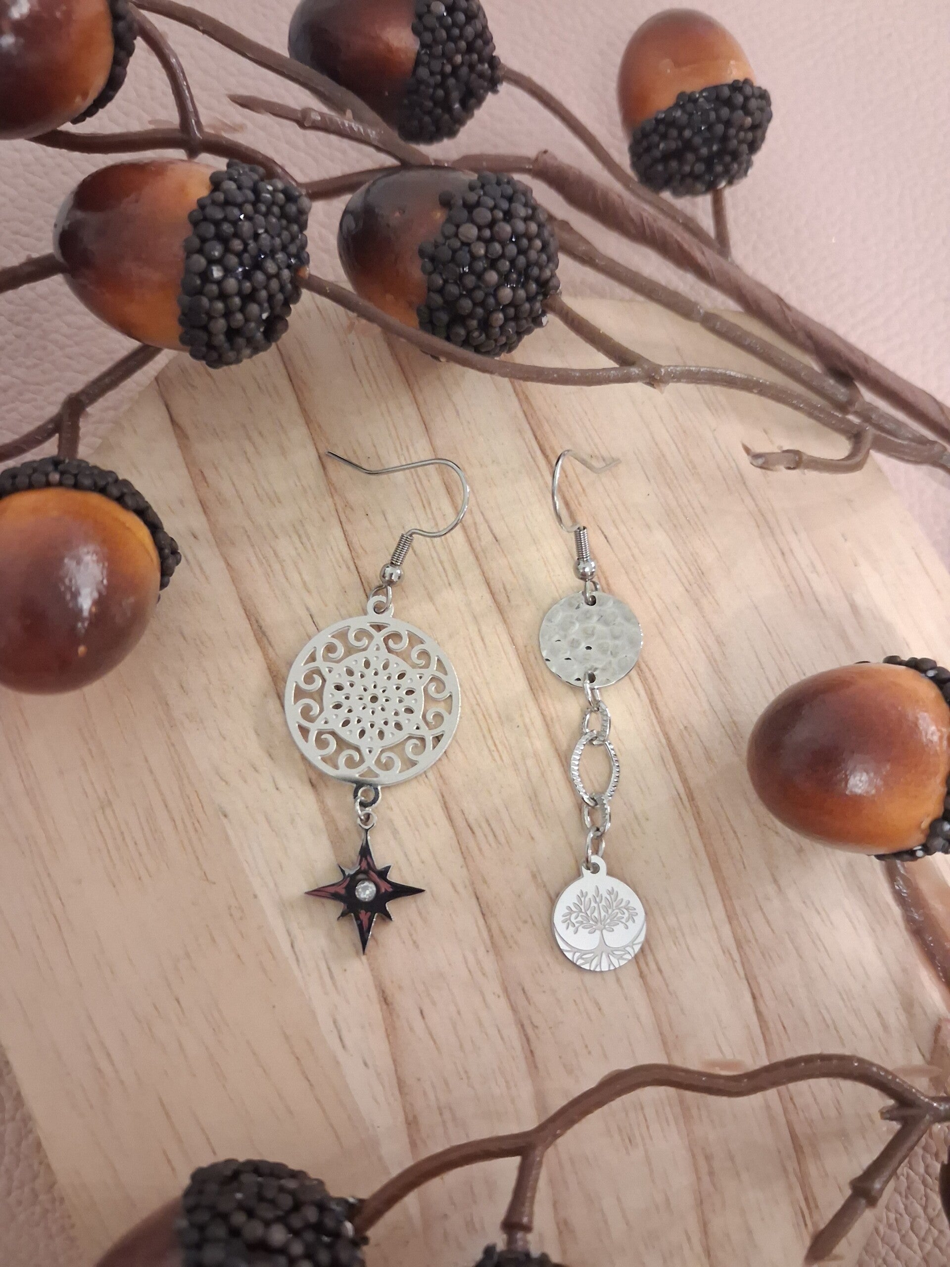 Boucles d’oreilles asymétriques - ACIER