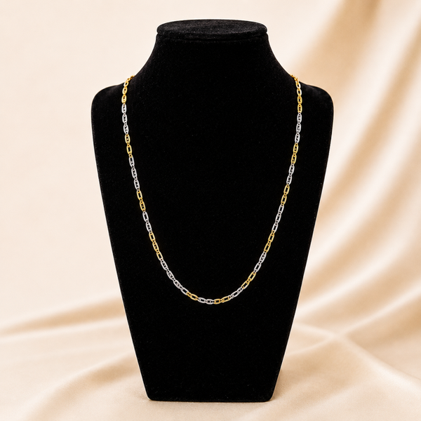 Bicolor-Gliederkette aus 585 Gold
