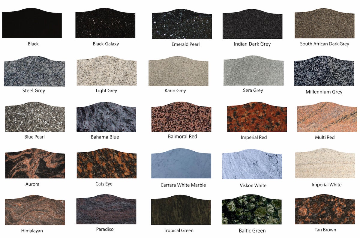 Stone colours / New memorials | JD memorial stonemason