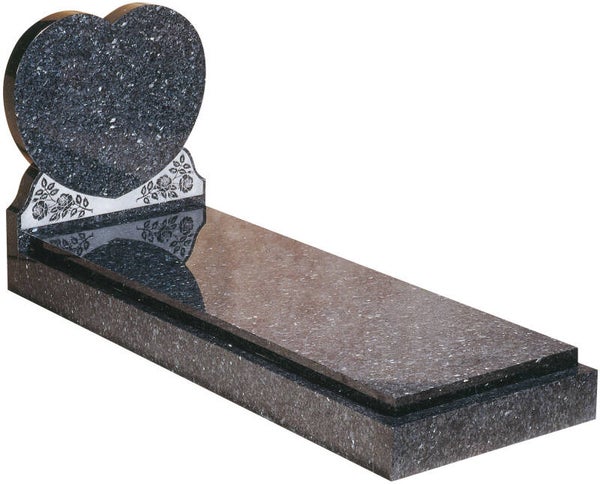 Heart headstone and kerbs with granite cover slab