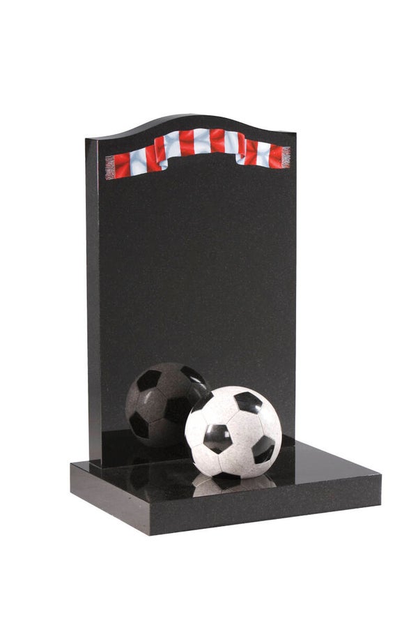 Scarf and football headstone