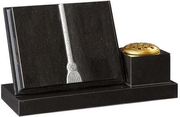 Upstanding book tablet and vase cremation stone