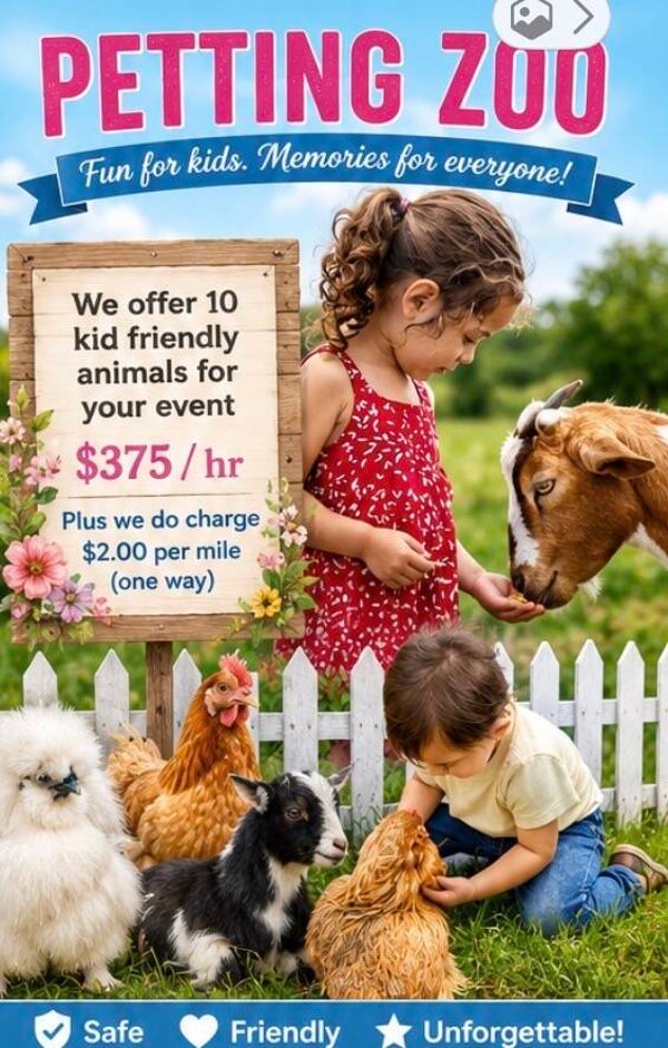 10 animal petting zoo