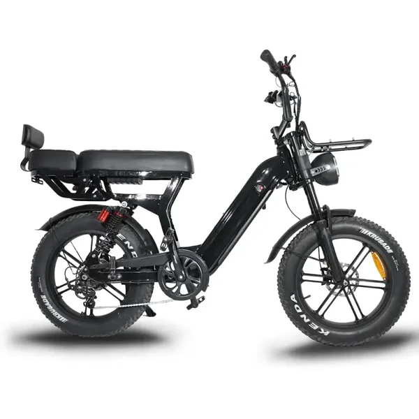 X70 VOMO Family Fatbike met Rugleuning –Zwart -  (lage instap)
