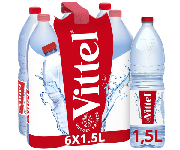 Vittel eau plate 3 packs disponibles 6x1.5L / 6x1L / 24x0.5L