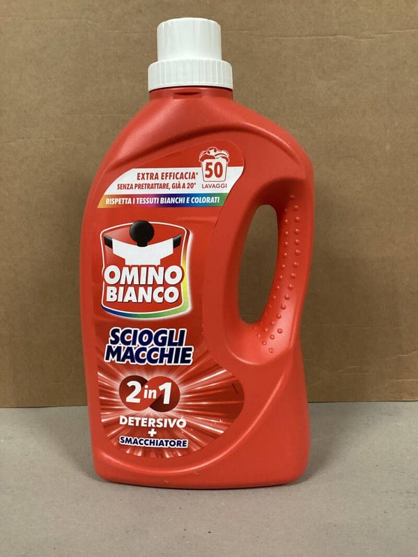 Lessive omino bianco 2 en 1 avec détachant pour blanc et couleurs