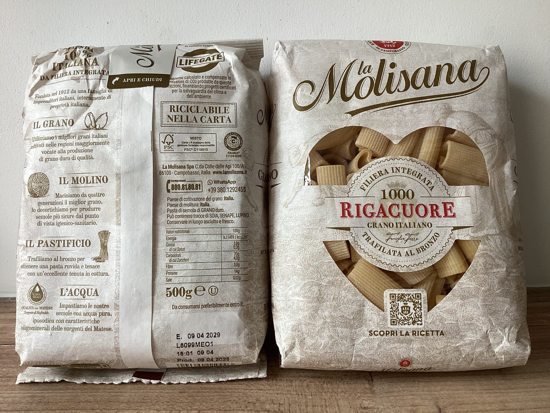 Pâte La Molisana Rigacuore 1kg 2x500g