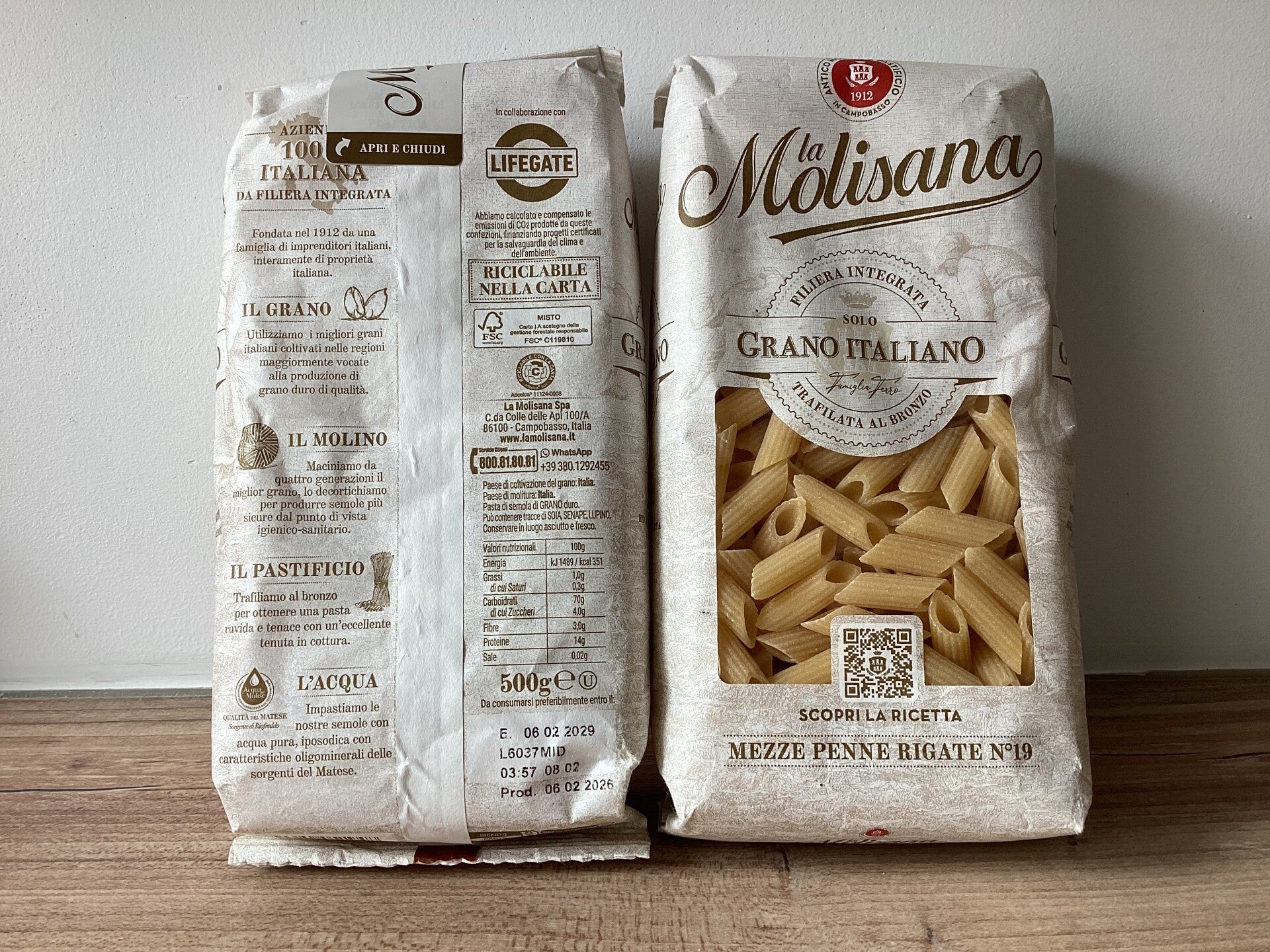 Pâte La Molisana Penne Rigate 1kg 2x500g