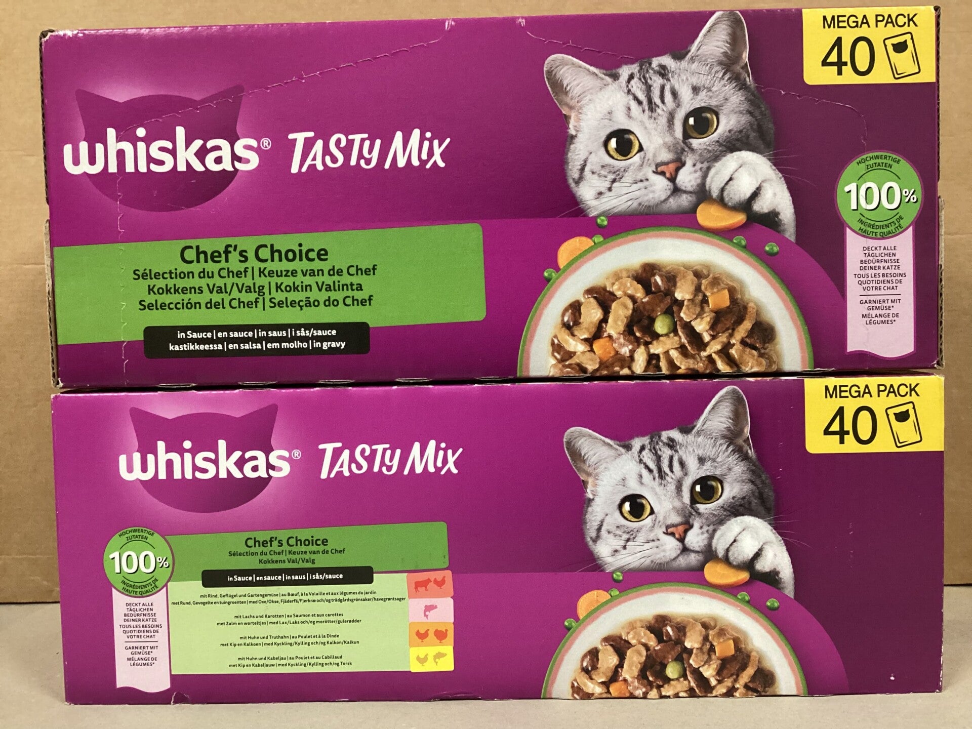 Whiskas boîte 40 sachets 85g en sauce mixte 4 goûts