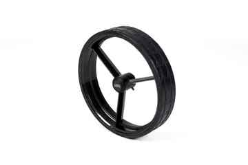 Carbon wiel compleet (grote rechte smalle spaken, Carbon look, nieuwste versie)