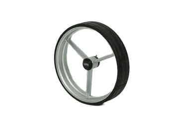 Wiel groot compleet (rechte dunne spaken, RVS look, nieuwste versie)