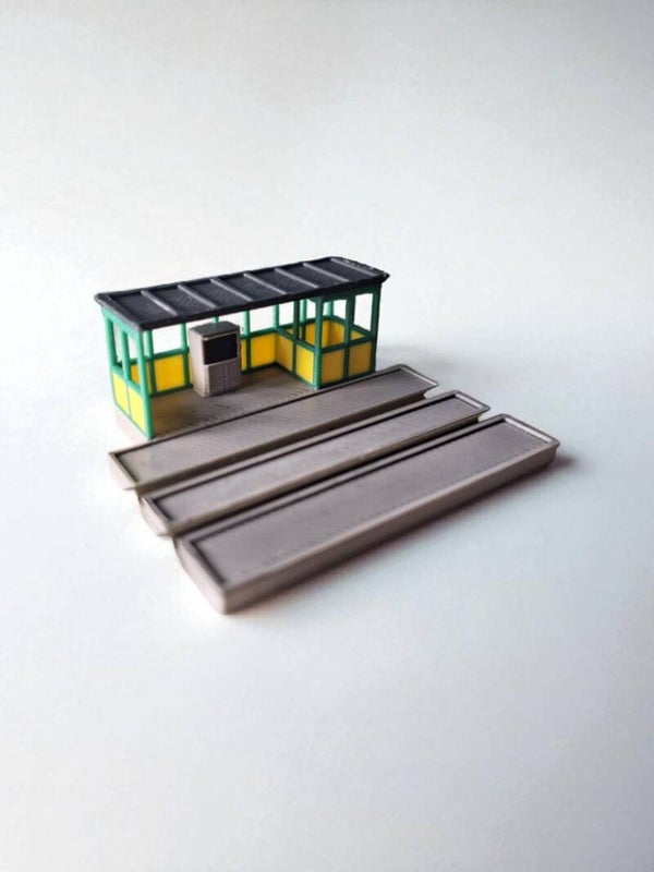 3D-geprinte N-spoor (1:160) Tankplaat met Overkapping