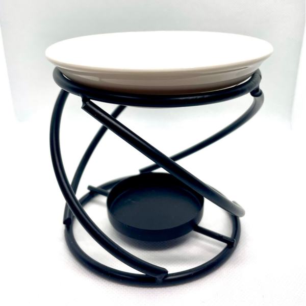 Bougeoir noir en fil torsadé