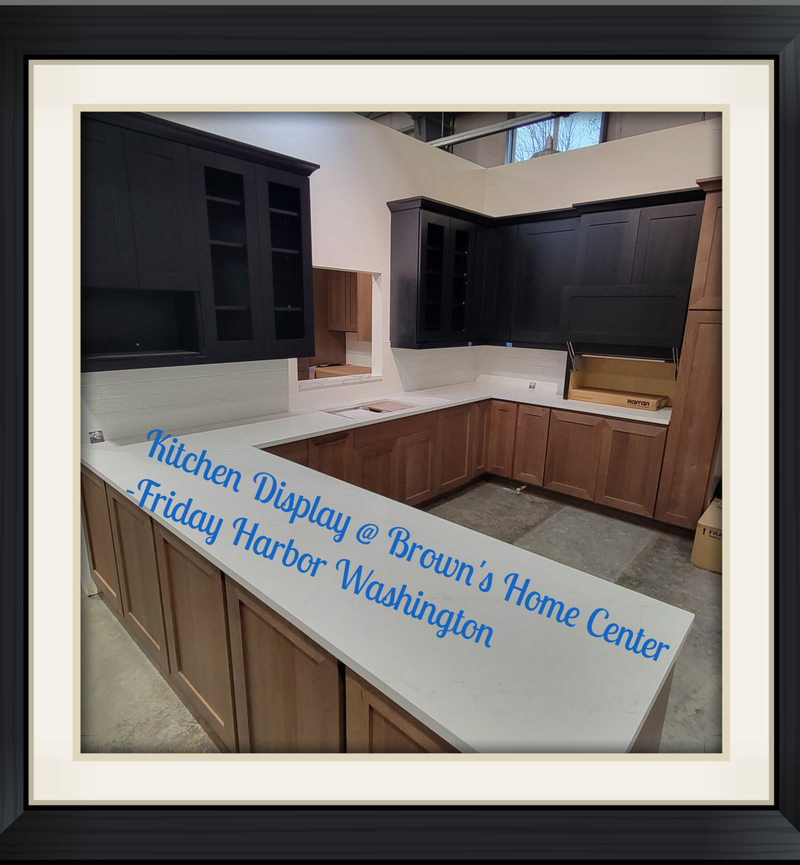 Display of kitchen tile work by San Juan Tile Llc, Friday Harbor WA in Brown's Home Center