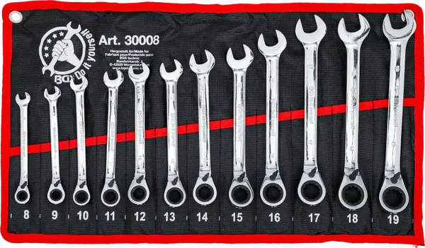 Jeu de clés mixtes à cliquet réversibles BGS 30008 – 8 à 19 mm – 12 Pcs