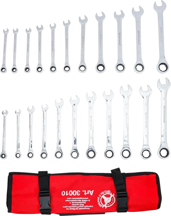 Jeu de clés mixtes à cliquet BGS 30010 – Métriques + pouces – 22 Pcs