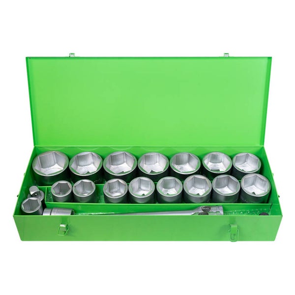 Coffret métallique de 21 pièces avec douilles hexagonales 1" – finition zinguée – JBM