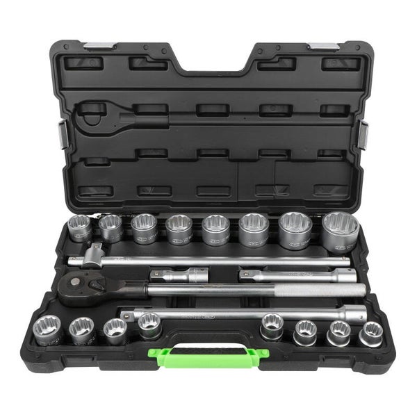 Coffret à outils de 21 pièces avec douilles 12 pans 3/4" – finition zinguée – JBM
