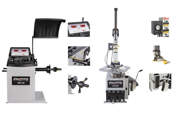 Pack atelier pneus INVENTO TCS 524 2V + VBS 210 Laser – Démonte-pneus + Équilibreuse pro