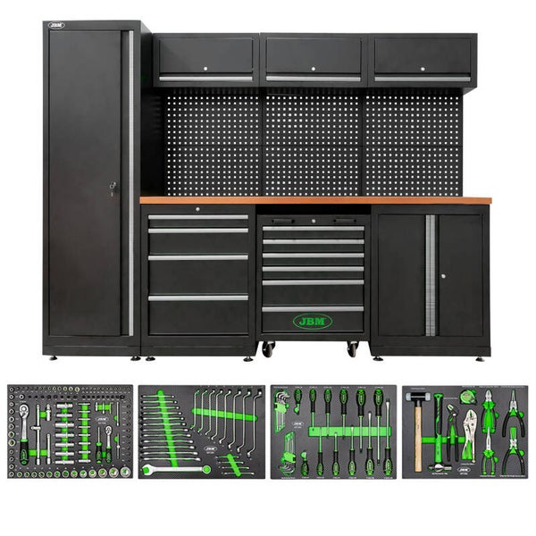 Ensemble de meubles modulaires garage 18 pièces argenté – JBM