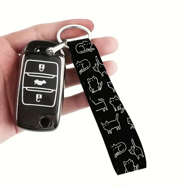 Sleutelhanger strap zwart kat