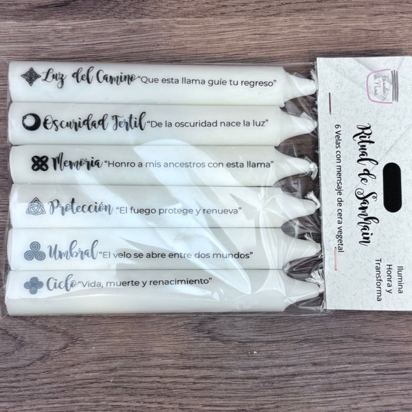 Velas con mensaje de Ritual Samhain (Pack de 6)