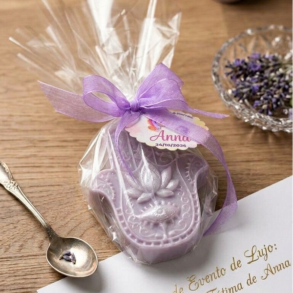 Jabones Artesanales de Glicerina Mano de Fátima – Detalles para Invitados (Pack de 15)