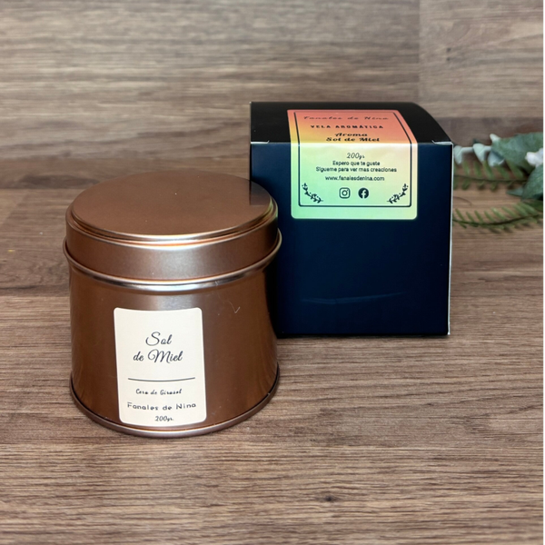Vela aromática en lata – Sol de Miel